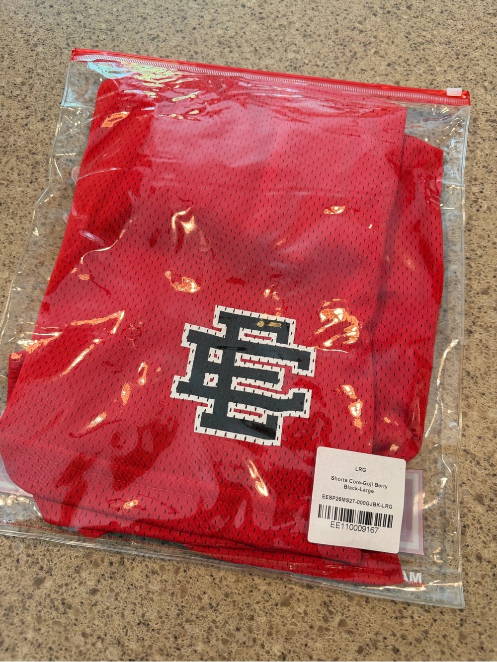 NWT - Eric Emanuel Red Men's Athletic Shorts with Contrast Logo